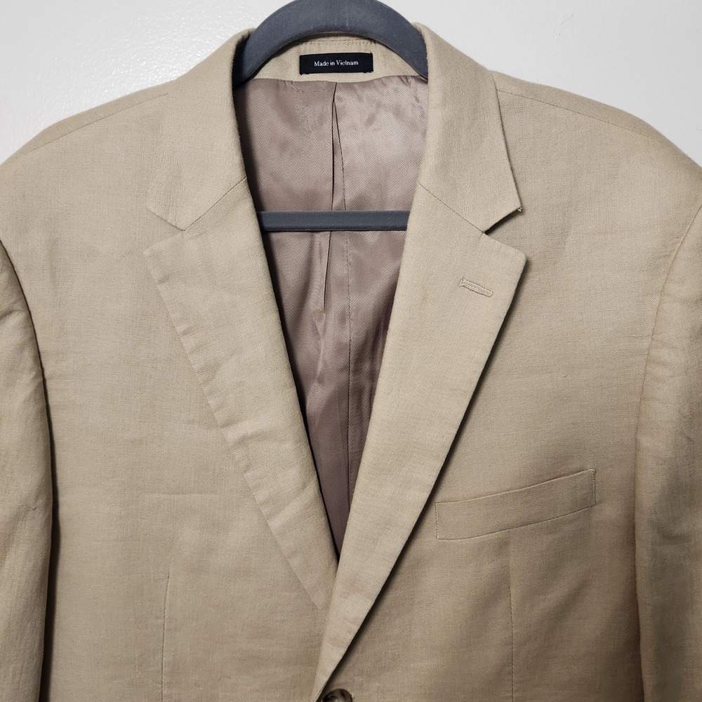 Pronto Uomo Platinum Men 44S 100% Linen Sports Coat Blazer Lined Beige Preppy - Picture 13 of 16